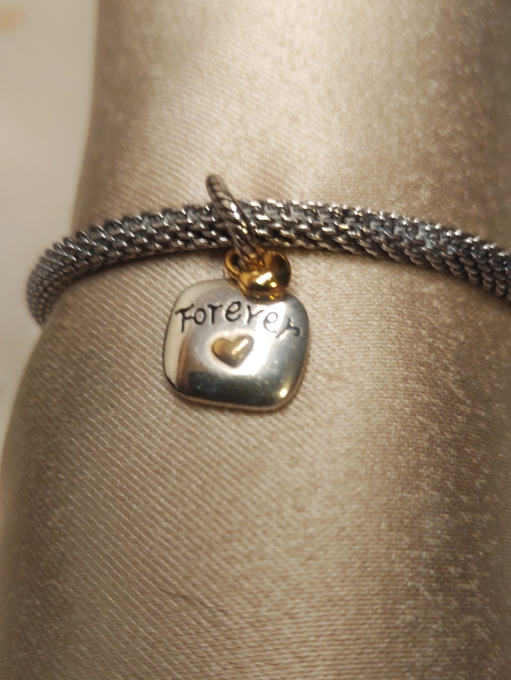 Brighton Friends Forever Charm Two Tone Silver And Gold Dangle Heart